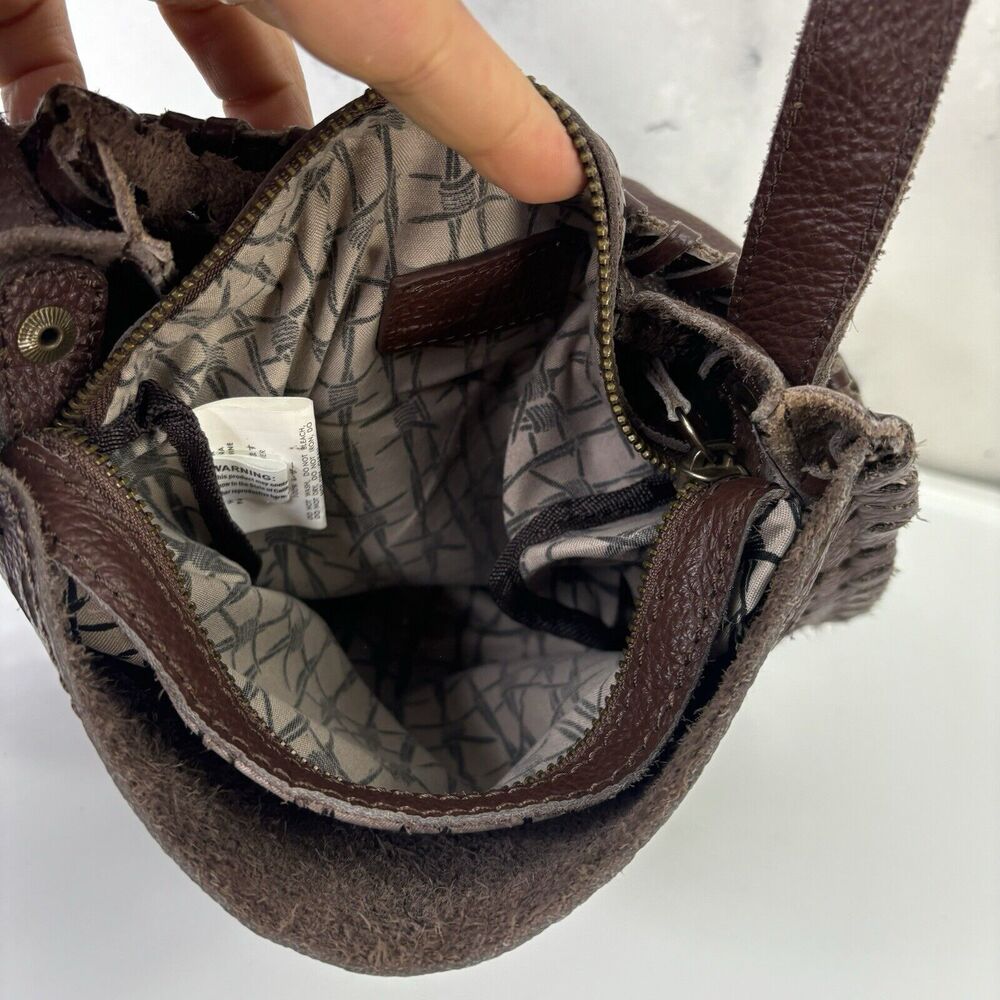 vintage Leather Crossbody Cut-Out Buckle Saddle Bag Purse soft slouch western - Picture 13 of 16